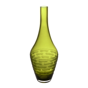 Decorative Olive Green Glass Vase H-14.5" D-1.5"