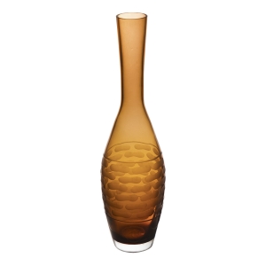Olive Green Decorative Bottle Glass Vase H-15" D-1.75" 