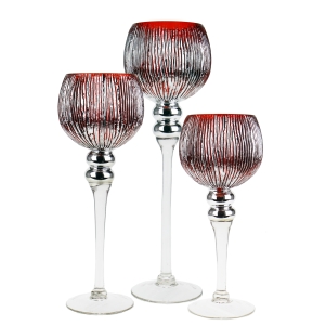 crackle stem glass candle holder