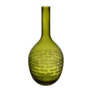 Decorative Olive Green Glass Vase 14.5" 