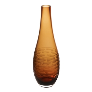 Decorative Olive Green Glass Vase H-14.5" D-1.5"