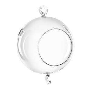 6" Hanging Glass Tea Light Candle Holder, Double Hooks 