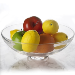 Glass Footed Bowl Kitchen Table Centerpiece Fruit Display Plate H-4.5", Open D-12" Clear (Wholesale Pack of 3)