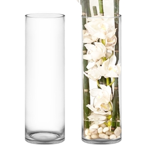 Glass Cylinder Vase H-20" x D-6" Clear (Wholesale Pack of 4)