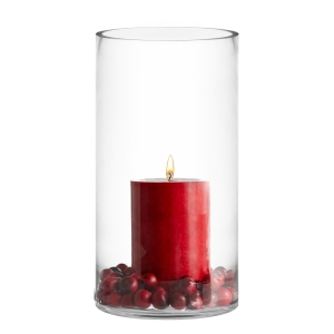 Glass Cylinder Vase H-12" D-6" Clear (Wholesale Pack of 4)