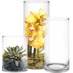 glass cylinder vases 6 inches diameter set of 3