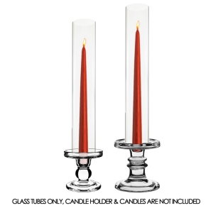 Hurricane Glass Tube Open-Ended Candle Holder Lamp Shade Chimney H-14", D-2.5" Clear