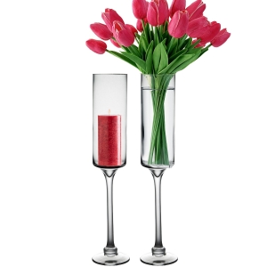 Glass Long Stem Candle Holder H-20" x D-3.5" Clear (Wholesale Pack of 6)