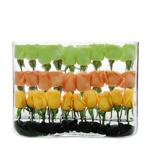 Glass Round Edge Rectangular Vase 12" x 16" x 3" Clear (Wholesale Pack of 4)