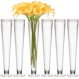 Glass Trumpet Vase Floral Centerpieces H-24" x D-4.5" Clear