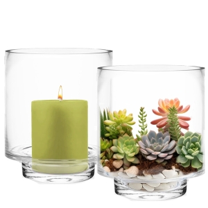 Glass Hurricanes Cylinder Candle Holders. H-5.5", D-4.5" (Wholesale 12 PCS/Case)
