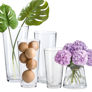 Tapered Glass Vase. H-5'', 8'', 10'', 12'' and 13.75'' 