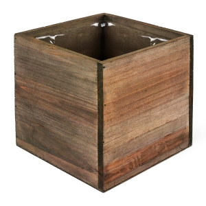 Square Cube Planter Wood Box with Plastic Liner 5" x 5" x 5"