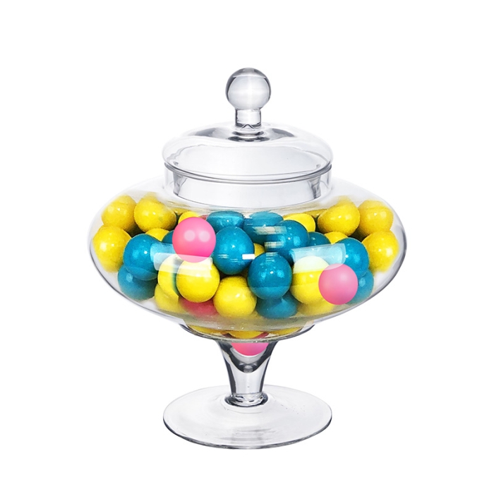 600ml/21oz Large Glass Candy Dish With Lid,Clear Crystal Candy Jar Wi