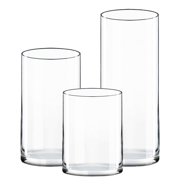 Clear Glass Cylinder Sets 8 12 16 Flower Vase Candle Holder Centerpieces 4280