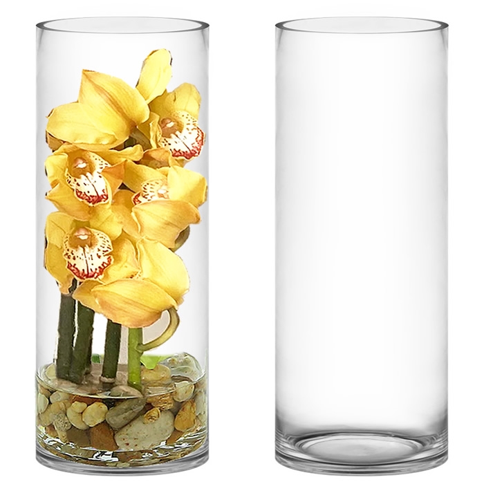 interferens Lærd Skelne 16" x 6" Clear Glass Cylinder Flower Vase Candle Holder Centerpieces