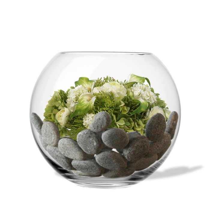 Clear Glass fish bowl round Terrarium jar 21 cm D planter Handmade centerpiece 