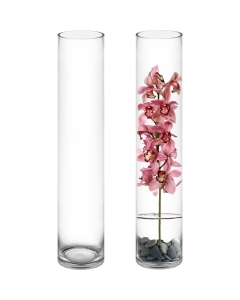 Glass Cylinder Vase H-28" x D-5" Clear (Wholesale Pack of 4)