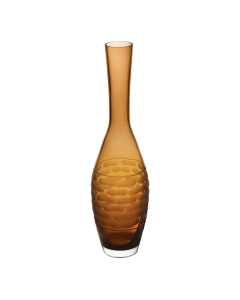 Olive Green Decorative Bottle Glass Vase H-15" D-1.75" 