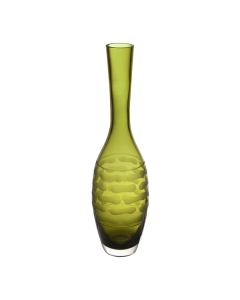 Decorative Olive Green Glass Vase H-13" D-1.5" 