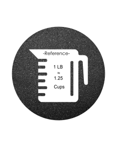 Measurement guide with 1 LB  of color sand equal to 1.25 cups conversion.