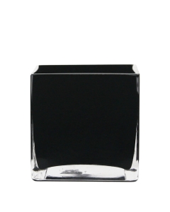 Black Glass Cube Vase H-6" x W-6" x L-6" Clear (Wholesale Pack of 6)