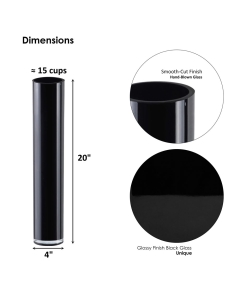 20 inches black glass cylinder vases