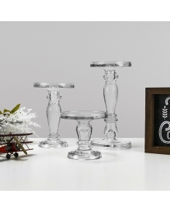 H-5", 8", 11", Bubble Glass Pillar, Taper Candle Holder, Set of 3 pcs