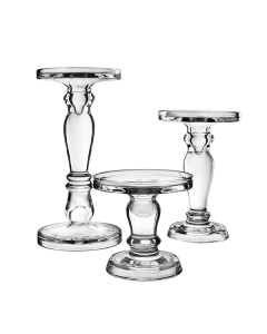 H-5", 8", 11", Bubble Glass Pillar, Taper Candle Holder, Set of 3 pcs