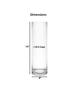 Glass Cylinder Vase H-14" x D-4" Clear (Wholesale Pack of 6)