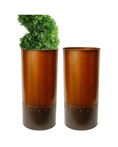 12" x 25" Zinc Cylinder Vases with Copper Finish