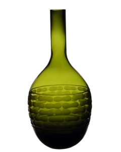 Decorative Olive Green Glass Vase 14.5" 