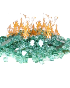 Fire Glass, 40 lbs Reflective Light Green 1/2" Tempered Glass