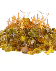 Fire Pit Glass Fire Pebble Style 0.5" - 1" Amber, 40 lbs