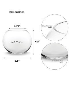 Glass Bubble Bowl, H-4.5" W-6"/H-6" W-8"/H-8" W-10" (Bulk 6 & 12 PCS/Case)