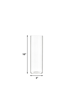 Glass Cylinder Bud Vase. H-10", D-3" (Wholesale 24 PCS/Case)