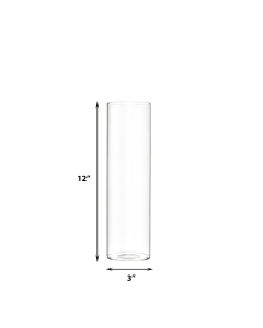 Glass Cylinder Bud Vase. H-12", D-3" (Wholesale 18 PCS/Case)