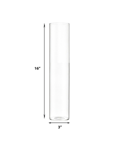 Glass Cylinder Bud Vase. H-16", D-3" (Wholesale 18 PCS/Case)