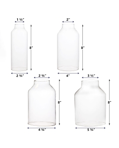 Hurricane Glass Tube Open-Ended Candle Holder Lamp Shade Chimney 8" Clear (Wholesale Set of 6) 24pcs