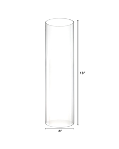 Open-Ended Glass Hurricane Candle Shade Chimney Tube 18" x 6"