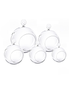 Glass Hanging Orb Plant Terrarium Tealight Candle Holder, Size Options: H-3.5", H-4.5", H-5.5", H-6", H-8"