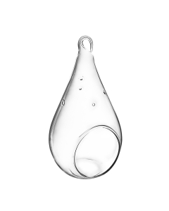 Glass Plant Terrarium Teardrop Tealight Candle Holder 7.25" Clear