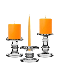 Glass Candle Holder Sets (D-4.5" H-3.5" | 4.5" | 6.5")(Set of 3) 