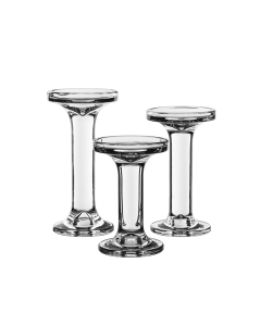Set of 3 Modern Glass Dual Use Pillar Taper Candle Holders, H-5.25" H-6.25" H-7.25" (Wholesale 4 SETS/Case)
