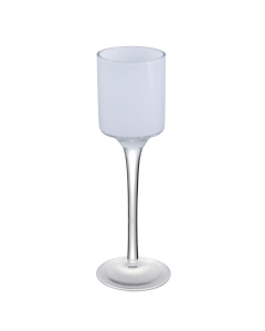Long Stemmed Glass Candle Holder 7.5" White