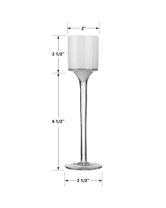 Long Stemmed Glass Candle Holder 9" White
