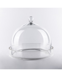 Glass Dome Cloche Plant Terrarium Bell with Glass Tray 8.5" x 8.5" Clear (Pack of 4)