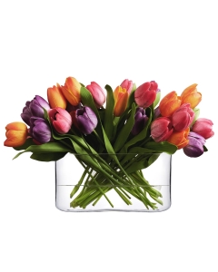 Glass Round Edge Rectangular Vase 8" x 16" x 3" Clear (Wholesale Pack of 4)