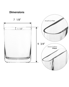 Glass Round Edge Rectangular Vase 10" x 7" x 1.75" Clear (Wholesale Pack of 12)