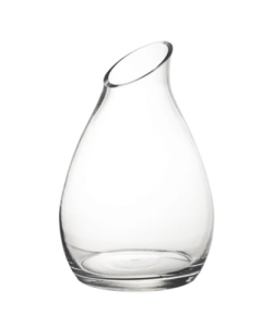 Glass Curvy Carafe Vase with Slant Cut Opening H-7.25" x D-2.75" Clear (Wholesale Pack of 12)